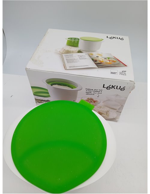 Lékué Homemade Fresh Cheese Making Kit with Recipe Book, White/Green, One Size