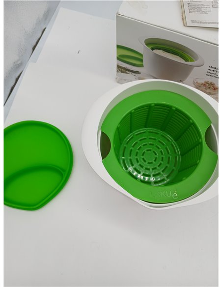 Lékué Homemade Fresh Cheese Making Kit with Recipe Book, White/Green, One Size
