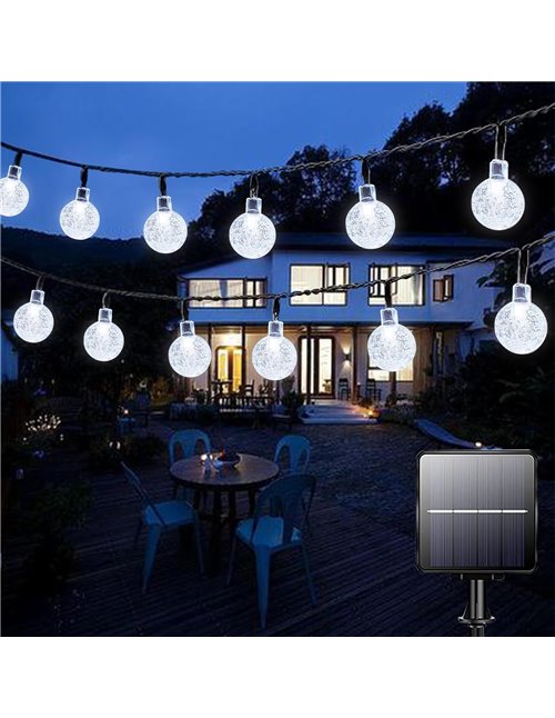 Lezonic Guirnaldas Luces Exterior Solar, 50LED 7M/24ft Cadena de Luces impermeables 8 modos,para interiores y exteriores,jardín,
