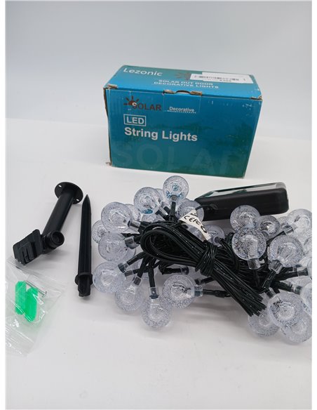 Lezonic Guirnaldas Luces Exterior Solar, 50LED 7M/24ft Cadena de Luces impermeables 8 modos,para interiores y exteriores,jardín,