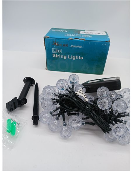 Lezonic Guirnaldas Luces Exterior Solar, 50LED 7M/24ft Cadena de Luces impermeables 8 modos,para interiores y exteriores,jardín,