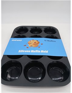 Ankway Molde Magdalenas para 12 Magdalenas, Bandejas para Hornear Muffin con marco de metal para Muffins, Cupcake, Brownie, Pudí 2