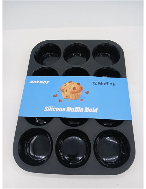 Ankway Molde Magdalenas para 12 Magdalenas, Bandejas para Hornear Muffin con marco de metal para Muffins, Cupcake, Brownie, Pudí