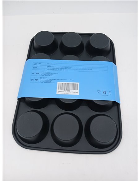 Ankway Molde Magdalenas para 12 Magdalenas, Bandejas para Hornear Muffin con marco de metal para Muffins, Cupcake, Brownie, Pudí