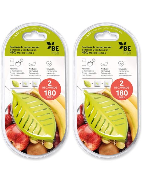 BEfresh HOME - Frutas y verduras FRESCAS durante un 40% más de TIEMPO | Para uso dentro y fuera de la nevera | Pack de 1 año | 2