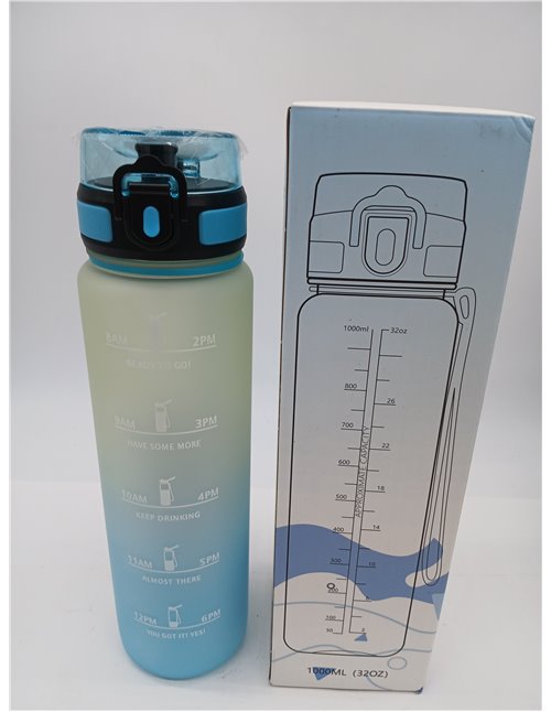 Botella Agua 1L, Botella con Filtro Reutilizable, Botella Agua con Marcador de Tiempo, Botella Motivacional sin BPA, Cantimplora