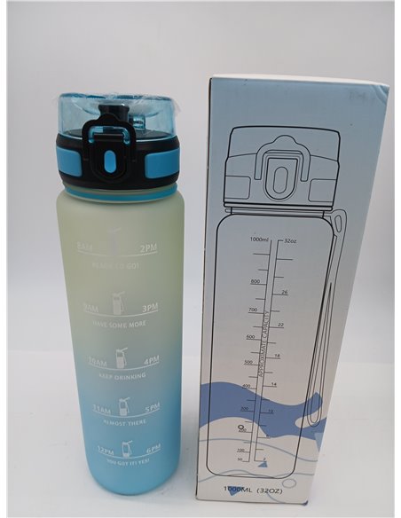 Botella Agua 1L, Botella con Filtro Reutilizable, Botella Agua con Marcador de Tiempo, Botella Motivacional sin BPA, Cantimplora