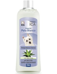 ICA CHPM21 Champú Especial Pelo Blanco con Aloe Vera para Perros, pH Neutro, Pelaje Blanco Intenso y Brillante, con Fragancia a 