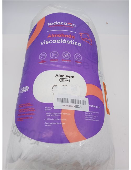 Todocama - Almohada viscoelástica, 90 cm núcleo Compacto. Doble Funda con Cremallera. Tejido Aloe Vera. Termorregulable adaptabi