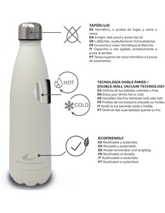 Daikoku - Botella Termica de Acero Inoxidable 500ML | A Prueba de Fugas | Bebidas Calientes por 12 Horas y Frías por 24 | Seguro