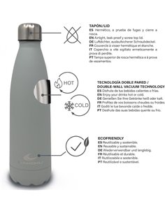 Daikoku - Botella Termica de Acero Inoxidable 500ML | A Prueba de Fugas | Bebidas Calientes por 12 Horas y Frías por 24 | Seguro