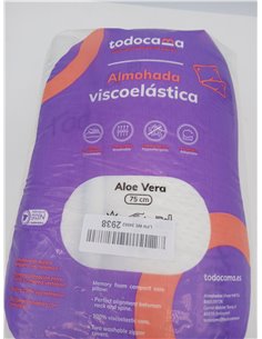 Todocama - Memory foam pillow, 75 cm compact core. Double cover with zip. Aloe Vera fabric. Thermoregulating adaptability to the 2