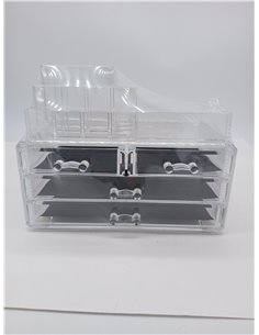 SONGMICS Clear Acrylic Make up Organiser, Stackable Cosmetic Box, with 4 Drawers, for Palette Brush Lipstick Nail Polish Hairpin 2