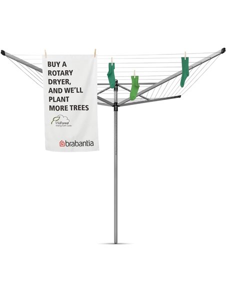 Brabantia - Rotary Lift-O-Matic Advance Clothes Airer - with concrete support - Easily adjust to your height - UV resistant rope