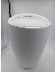 WENKO Taburete Candy blanco mate - Taburete de baño, con bolsa de lavandería extraíble, Plástico (ABS), 36 x 50.5 x 36 cm, Blanc 2