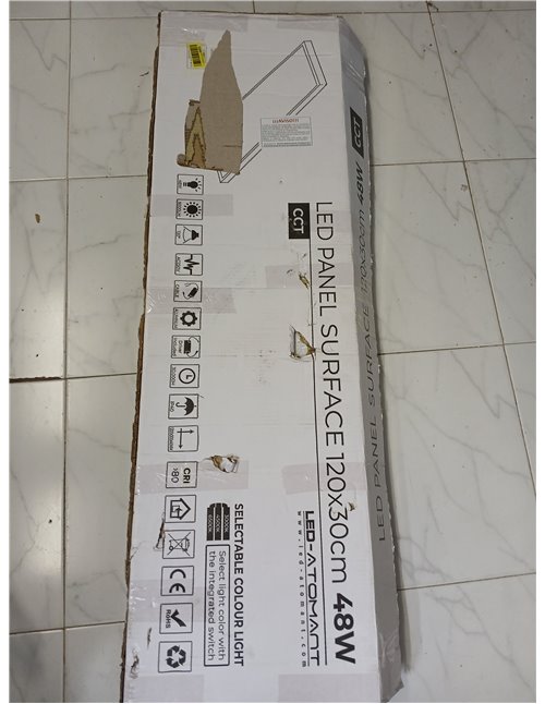 LED ATOMANT Plafon LED Panel Superficie 120x30cm 48W, CCT (Selector de Color Blanco Calido, Neutro y Frio), 5000 Lumenes, Driver