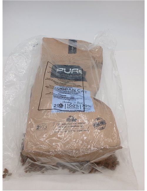 Pure Urban Cat Pavo y Arroz 2 kg – Pienso Holístico con Carne Fresca para Gatos Adultos de Interior – Cuidado Urinario – Omega 3