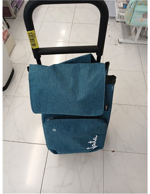 JATA HCAR2503 - Carro de la Compra 2 Ruedas. De 40L con Bolsa Refrigerante para Congelados. Carga hasta 30 kg. Bolsillos Lateral