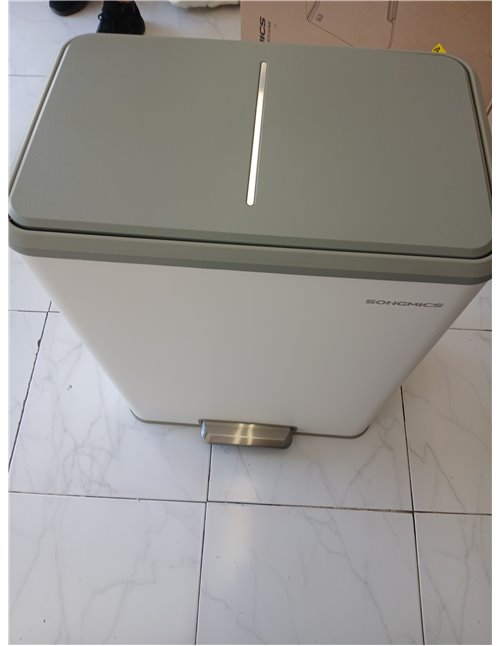 SONGMICS Papelera de cocina, 2 x 30L papelera de pedal de acero inoxidable con 15 bolsas de basura LTB202W01