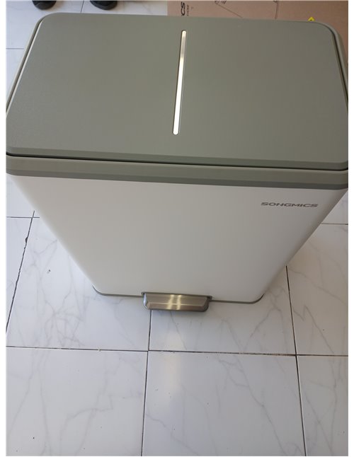 SONGMICS Papelera de cocina, 2 x 30L papelera de pedal de acero inoxidable con 15 bolsas de basura LTB202W01