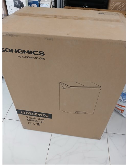 SONGMICS Papelera de cocina, 2 x 30L papelera de pedal de acero inoxidable con 15 bolsas de basura LTB202W01