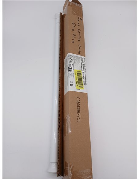 Amazon Basics Barra de Cortina de Ducha con tensión Ajustable, de 61 a 91 cm, Color Blanco