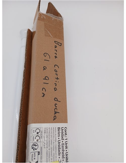 Amazon Basics Barra de Cortina de Ducha con tensión Ajustable, de 61 a 91 cm, Color Blanco