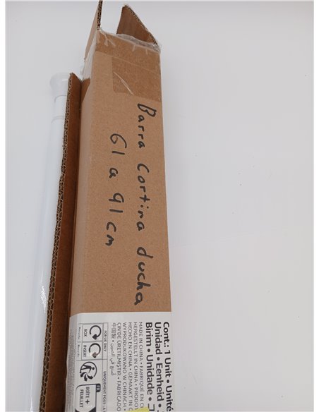 Amazon Basics Barra de Cortina de Ducha con tensión Ajustable, de 61 a 91 cm, Color Blanco