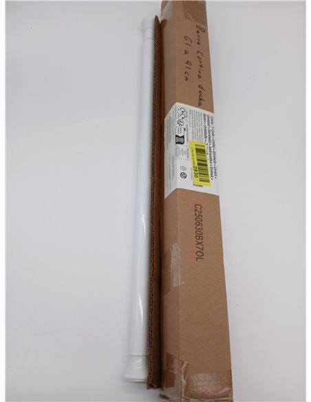 Amazon Basics Barra de Cortina de Ducha con tensión Ajustable, de 61 a 91 cm, Color Blanco