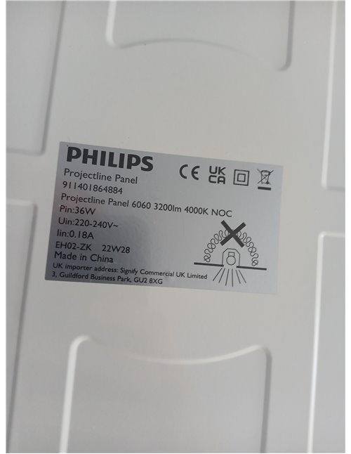 Philips - Panel LED empotrable ProjectLine 36W, Luz blanca natural 4000k, 3200 lm, 59.5 cm X 59.5 cm