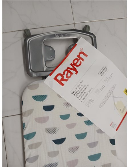 Rayen | Tabla de Planchar - Gama Basic | Altura Regulable | Malla Metálica | Reposa-Planchas | Estructura Gris y Funda Estampado