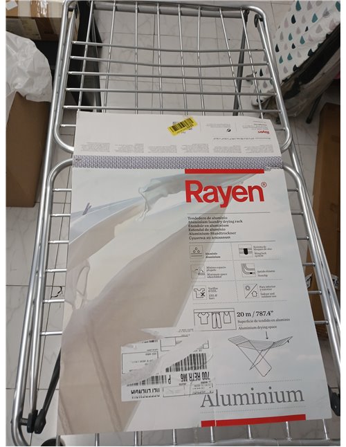 Rayen - Tendedero de aluminio, Con superficie de 20 metros, Sistema de bloque de alas, Tendedero plegable y Antideslizante, con 
