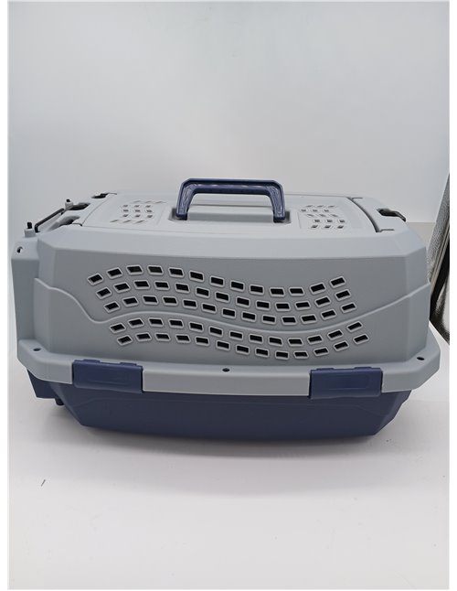 Amazon Basics Gato Trasportín de 2 puertas con carga superior, 48 cm, Azul