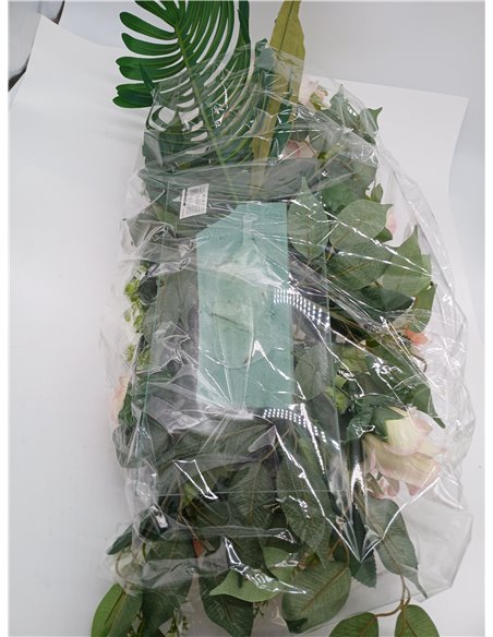 DRW Centre of Artificial Flowers Cemetery, Saints, Anniversaries Lengthened Salmon and White Tones 120 cm L x 50 cm W x 30 cm H