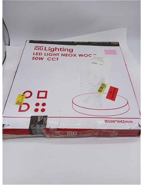 M Ledme - Plafón Led Neox 50W Madera, ø50 cm, Temperatura de Color CCT, ideal para Cocina, Balcón y Dormitorio.