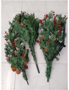 himaly Árbol de Navidad Pino Artificial 180cm, 720 Puntas, PVC Nieve Blanca Natural, Conos de Pino Real, Frutos Rojos, Soporte d 2