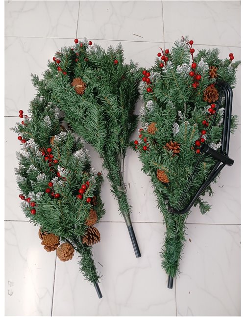 himaly Árbol de Navidad Pino Artificial 180cm, 720 Puntas, PVC Nieve Blanca Natural, Conos de Pino Real, Frutos Rojos, Soporte d