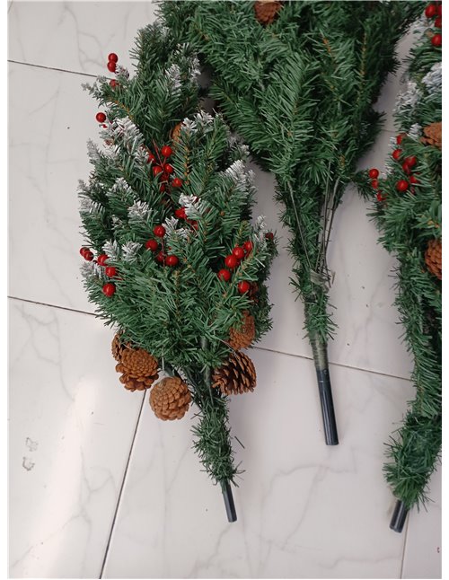 himaly Árbol de Navidad Pino Artificial 180cm, 720 Puntas, PVC Nieve Blanca Natural, Conos de Pino Real, Frutos Rojos, Soporte d