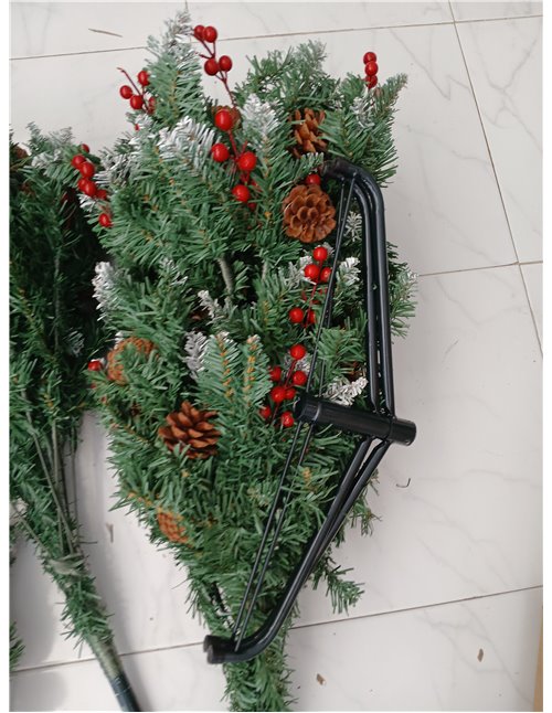 himaly Árbol de Navidad Pino Artificial 180cm, 720 Puntas, PVC Nieve Blanca Natural, Conos de Pino Real, Frutos Rojos, Soporte d
