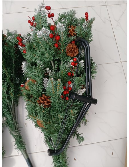 himaly Árbol de Navidad Pino Artificial 180cm, 720 Puntas, PVC Nieve Blanca Natural, Conos de Pino Real, Frutos Rojos, Soporte d