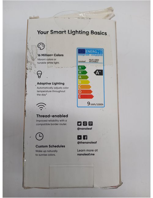 Nanoleaf Essentials Bombilla LED B22 RGBW Inteligente y Regulable - Luces Led 16M Colores Thread & Bluetooth, Compatible con Goo