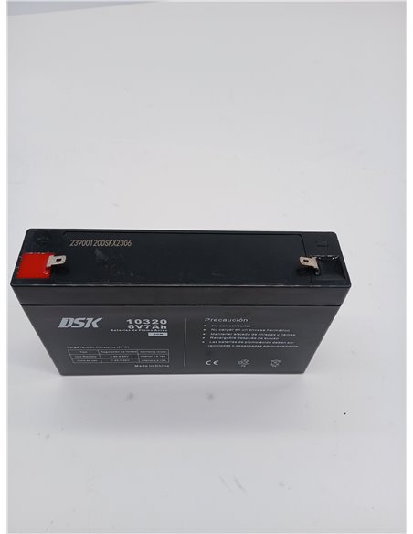 DSK 10320 - Batería de Plomo AGM Recargable Sellada de 6V y 7Ah. Ideal para Coche y motos eléctricos para niños, Patinetes, Sist