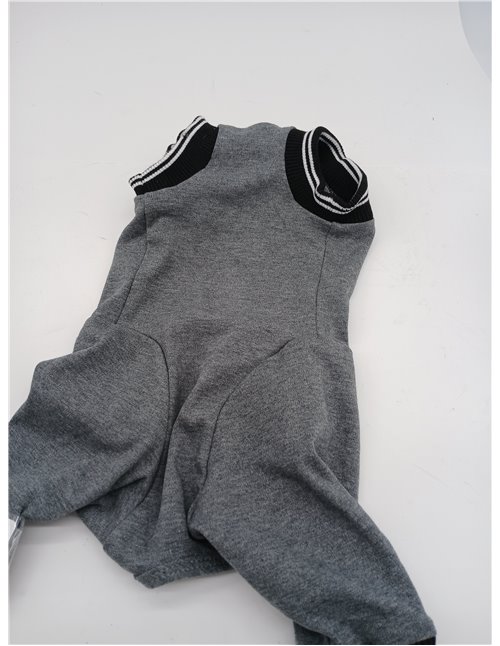 Cat Op Bodysuit for Dogs and Cats, Post-Surgery Clothes with Legs for Neutering, Recovery Suit for Rear Leg Surgery (Grey, L)