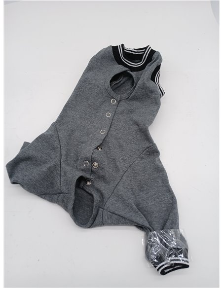 Cat Op Bodysuit for Dogs and Cats, Post-Surgery Clothes with Legs for Neutering, Recovery Suit for Rear Leg Surgery (Grey, L)
