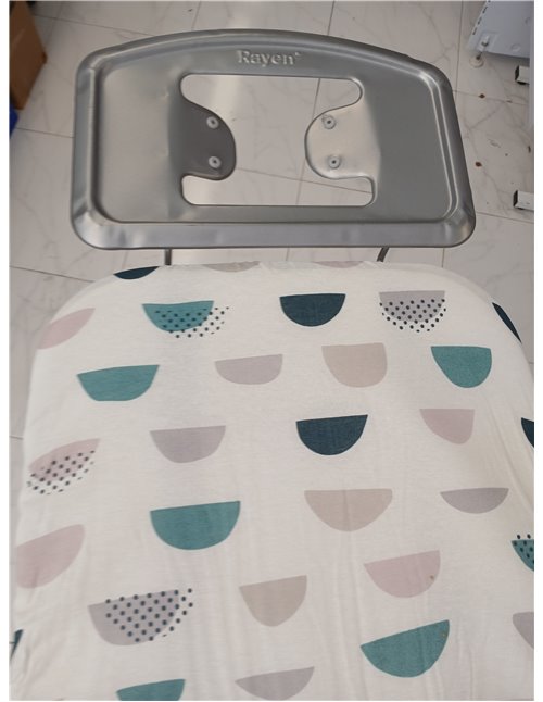 Rayen | Ironing Board - Basic Range | Adjustable Height | Metal Mesh | Ironing Rest | Grey Structure and White Printed Cover | M