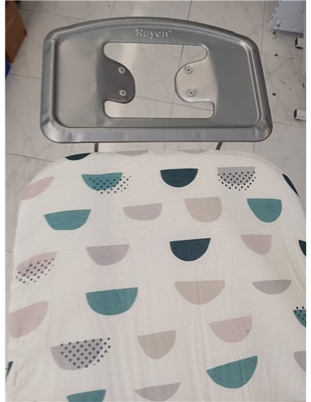 Rayen | Ironing Board - Basic Range | Adjustable Height | Metal Mesh | Ironing Rest | Grey Structure and White Printed Cover | M