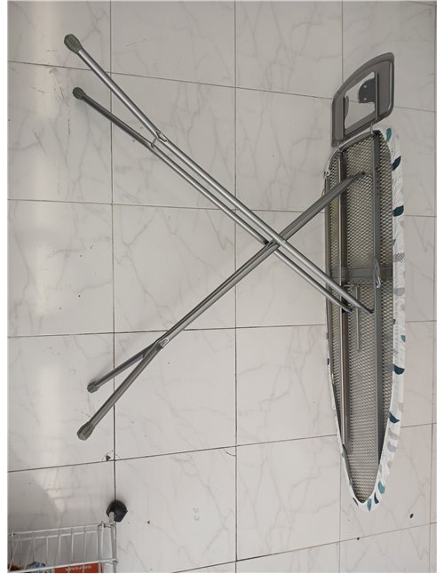 Rayen | Ironing Board - Basic Range | Adjustable Height | Metal Mesh | Ironing Rest | Grey Structure and White Printed Cover | M