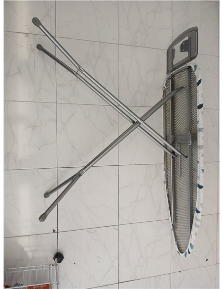 Rayen | Ironing Board - Basic Range | Adjustable Height | Metal Mesh | Ironing Rest | Grey Structure and White Printed Cover | M
