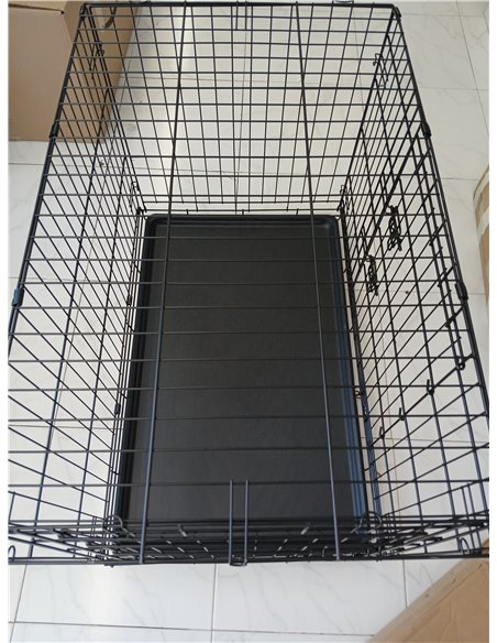 Feandrea Jaula para Perros Plegable con 2 Puertas, Bandeja Extraíble, 92,5 x 57,5 x 64 cm, L, Negro PPD36H