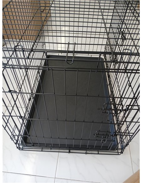 Feandrea Jaula para Perros Plegable con 2 Puertas, Bandeja Extraíble, 92,5 x 57,5 x 64 cm, L, Negro PPD36H
